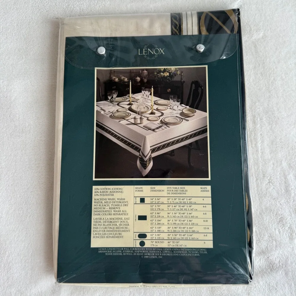Vintage‎ 1989 Lenox Linens Tyler Oblong Tablecloth 62